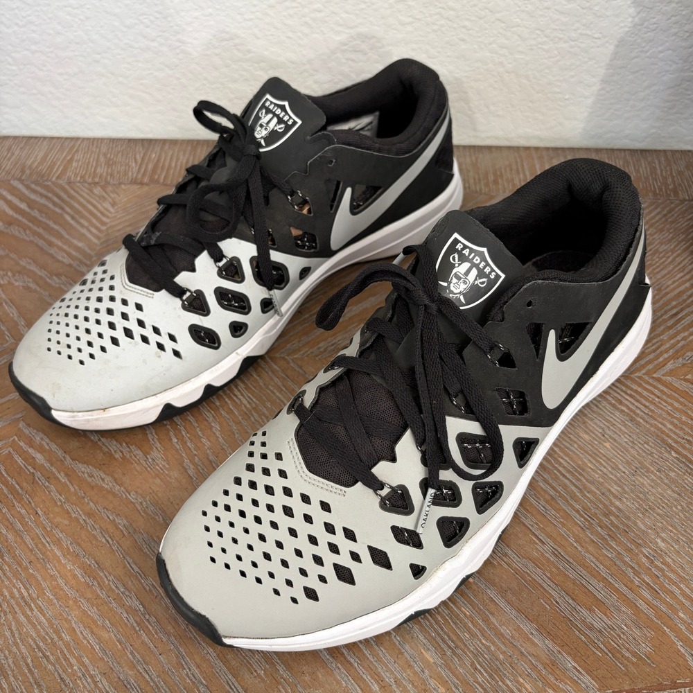 Nike Free Trainer 5.0 V6 Raiders Black Silver NFL Shoes Mens 10.5 Training Gym